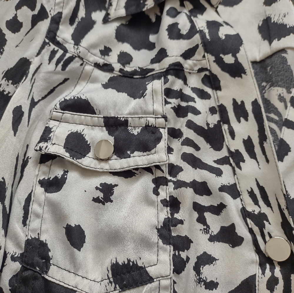 Cache Silk Lynx Animal Print Collared Blouse - image 7